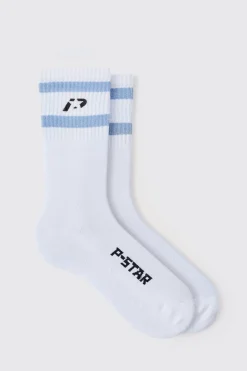 boohooMAN P-Star Sport Tube Socks With Injection Print | UK| Underwear & Socks|Underwear & Socks