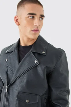 boohooMAN Pu Biker Jacket In | UK| Coats & Jackets