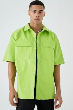 boohooMAN Pu Boxy Oversized Shirt | UK| Shirts