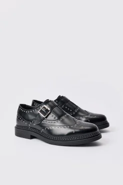 boohooMAN PU Buckle Detail Metal Hardware Loafer In | UK| Smart Shoes