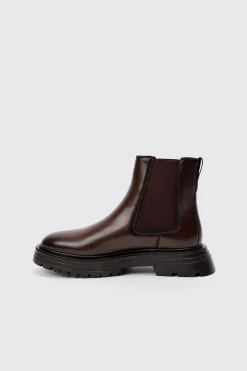 boohooMAN PU Chunky Sole Chelsea Boot In | UK| Boots