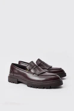 boohooMAN Pu Chunky Sole Tassel Loafer In | UK| Smart Shoes