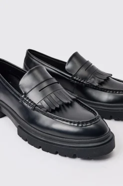 boohooMAN Pu Chunky Sole Tassel Loafer In | UK| Smart Shoes