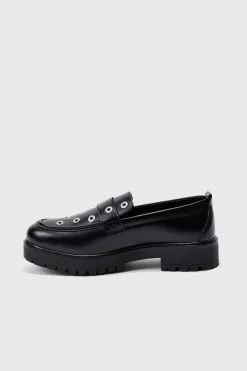 boohooMAN Pu Loafer With Eyelet Detail In | UK| Smart Shoes