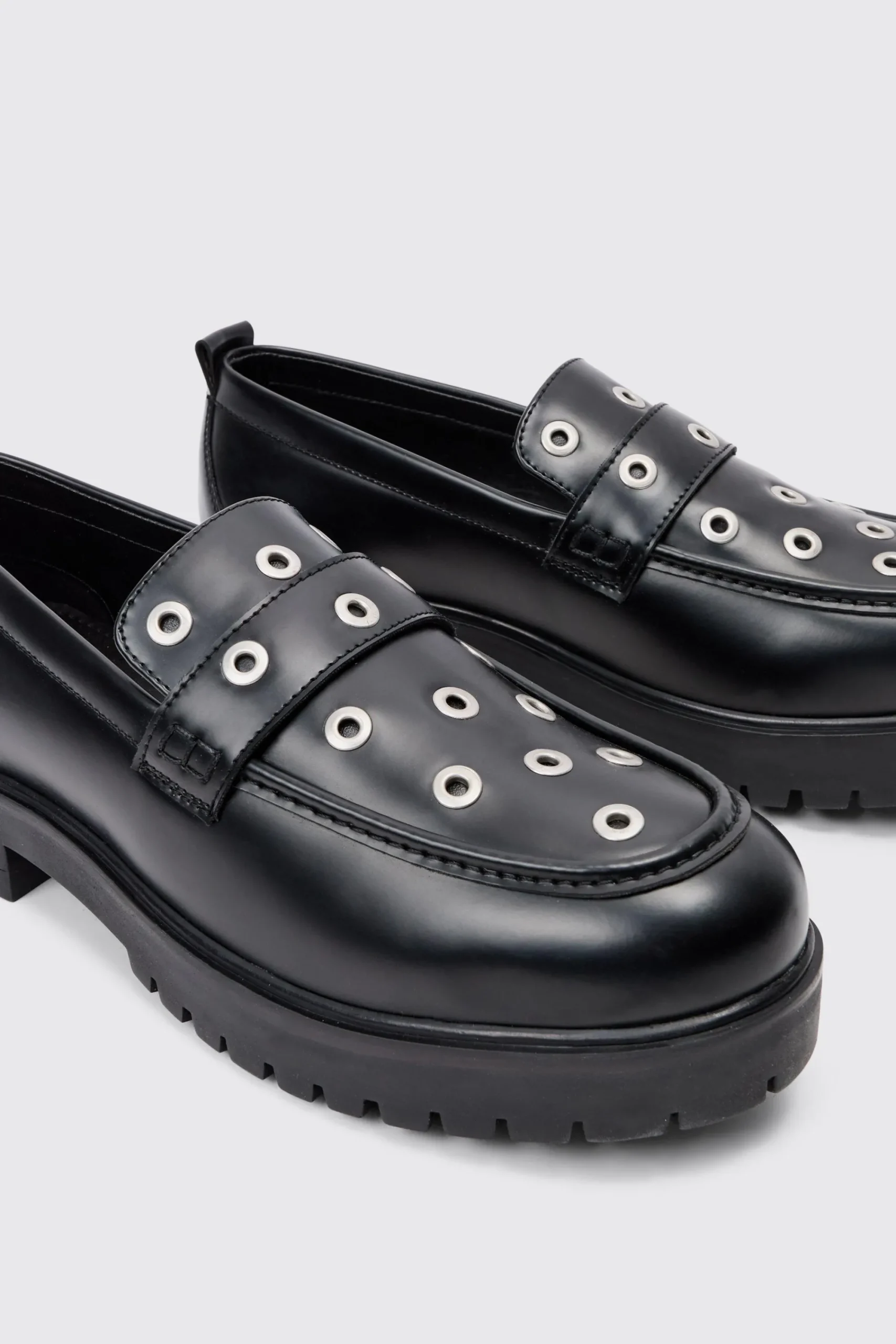 boohooMAN Pu Loafer With Eyelet Detail In | UK| Smart Shoes