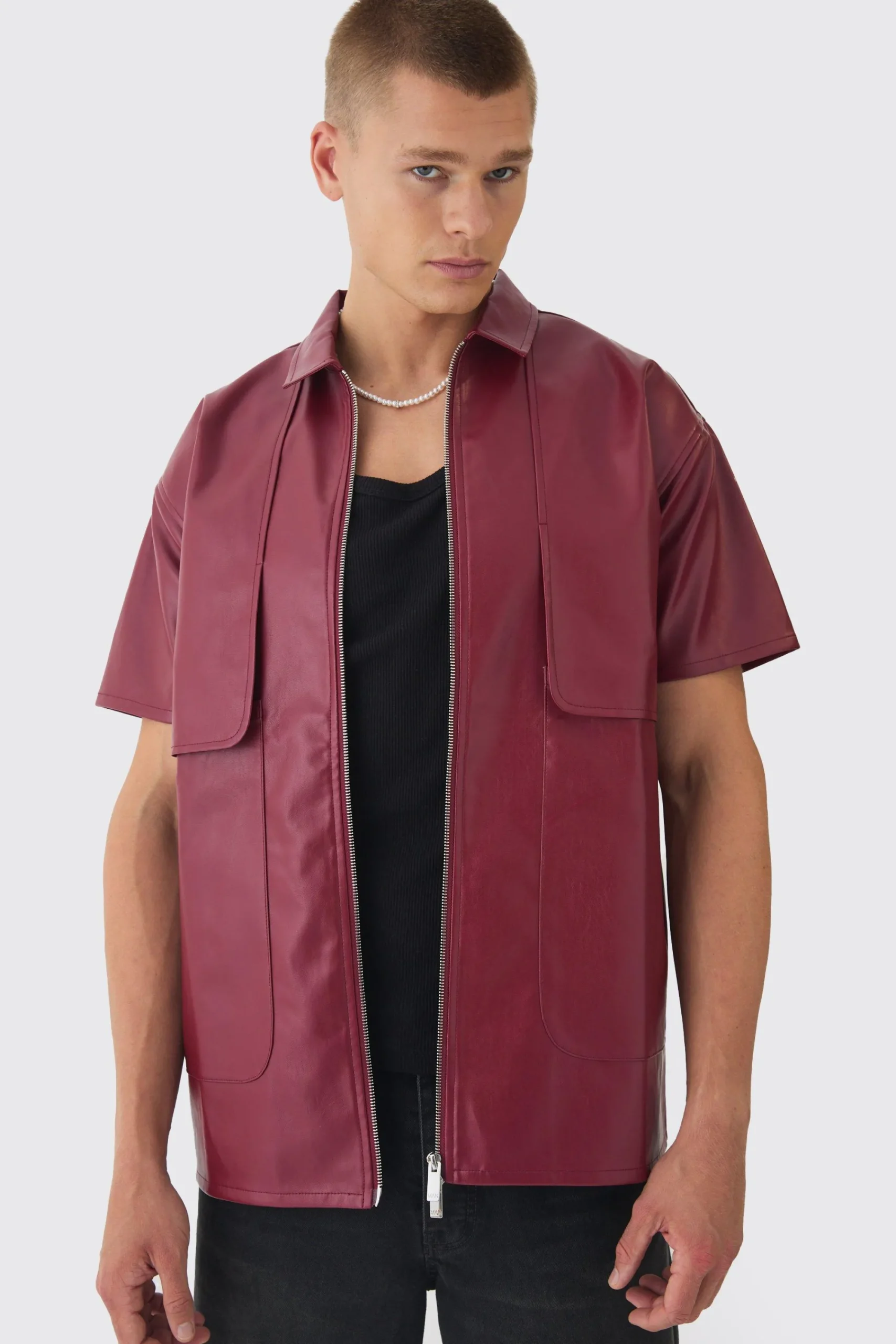 Pu Oversized Panel Detail Shirt | UK^boohooMAN Best