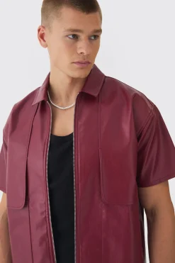 Pu Oversized Panel Detail Shirt | UK^boohooMAN Best