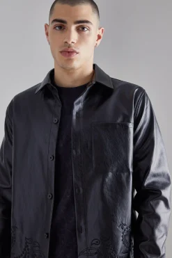 boohooMAN Pu Paisley Embroidered Overshirt | UK| Sets & Co-Ords