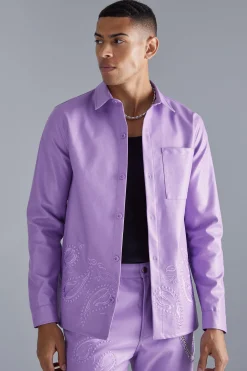 boohooMAN Pu Paisley Embroidered Overshirt | UK| Sets & Co-Ords