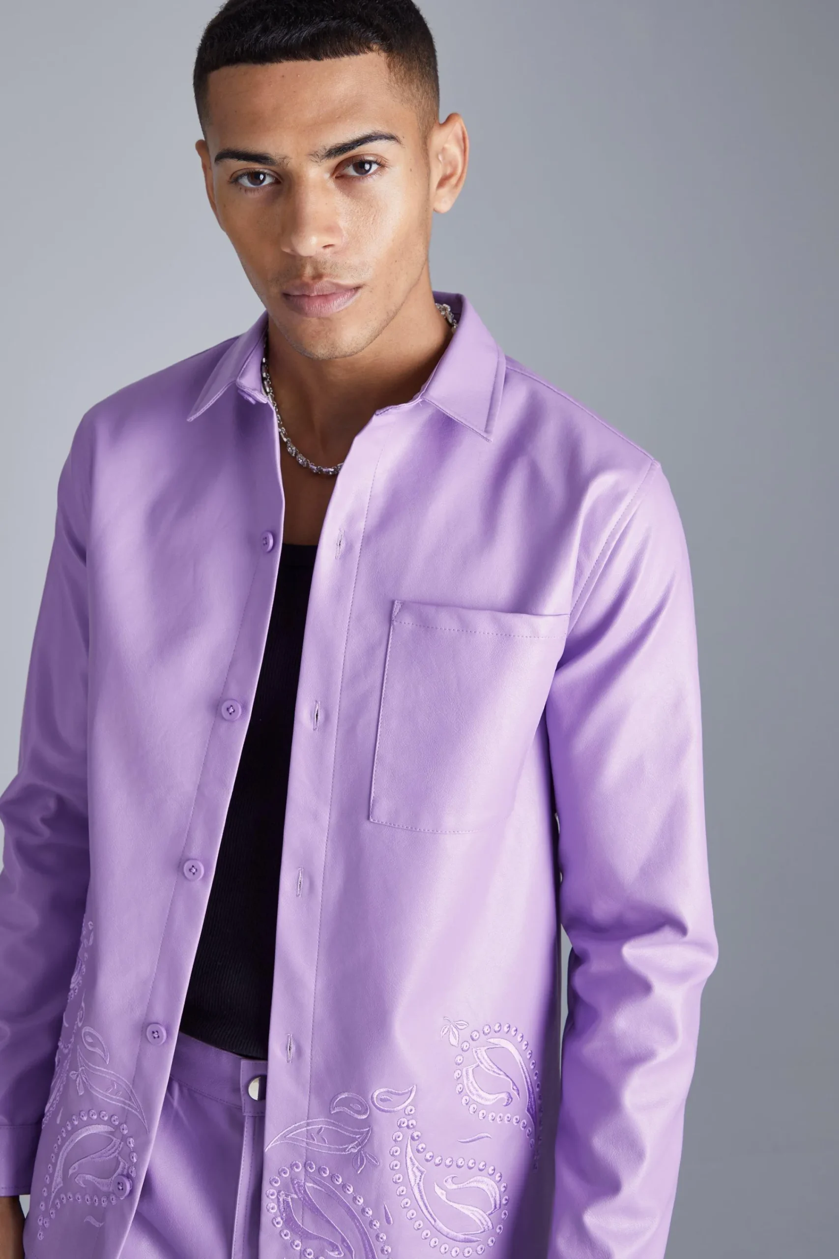 boohooMAN Pu Paisley Embroidered Set | UK| Sets & Co-Ords