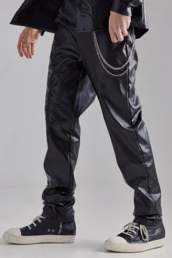 boohooMAN Pu Paisley Embroidered Slim Trouser | UK| Sets & Co-Ords