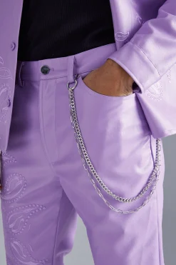 boohooMAN Pu Paisley Embroidered Slim Trouser | UK| Sets & Co-Ords