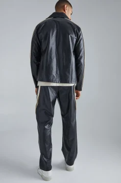 boohooMAN Pu Popper Sleeve Funnel Neck Jacket | UK| Sets & Co-Ords