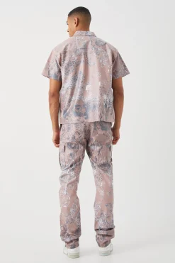 boohooMAN Pu Short Sleeve Boxy Abstract Shirt | UK| Sets & Co-Ords