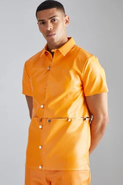 boohooMAN Pu Short Sleeve Detachable Shirt | UK| Shirts