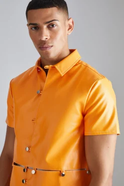 boohooMAN Pu Short Sleeve Detachable Shirt | UK| Shirts