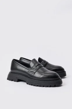 boohooMAN PU Slip On Chunky Loafer In | UK| Smart Shoes