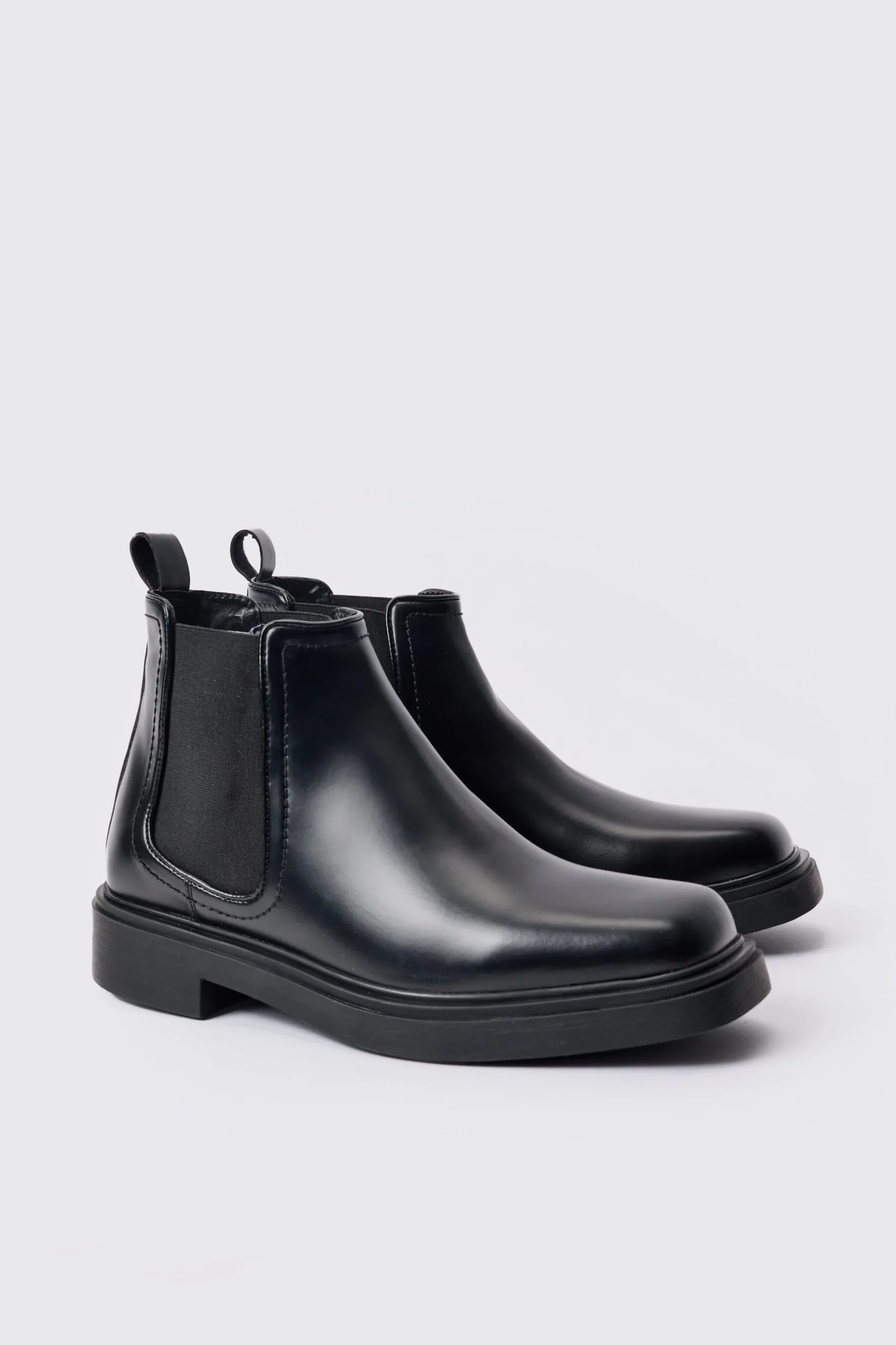 boohooMAN PU Square Toe Chelsea Boot In | UK| Boots