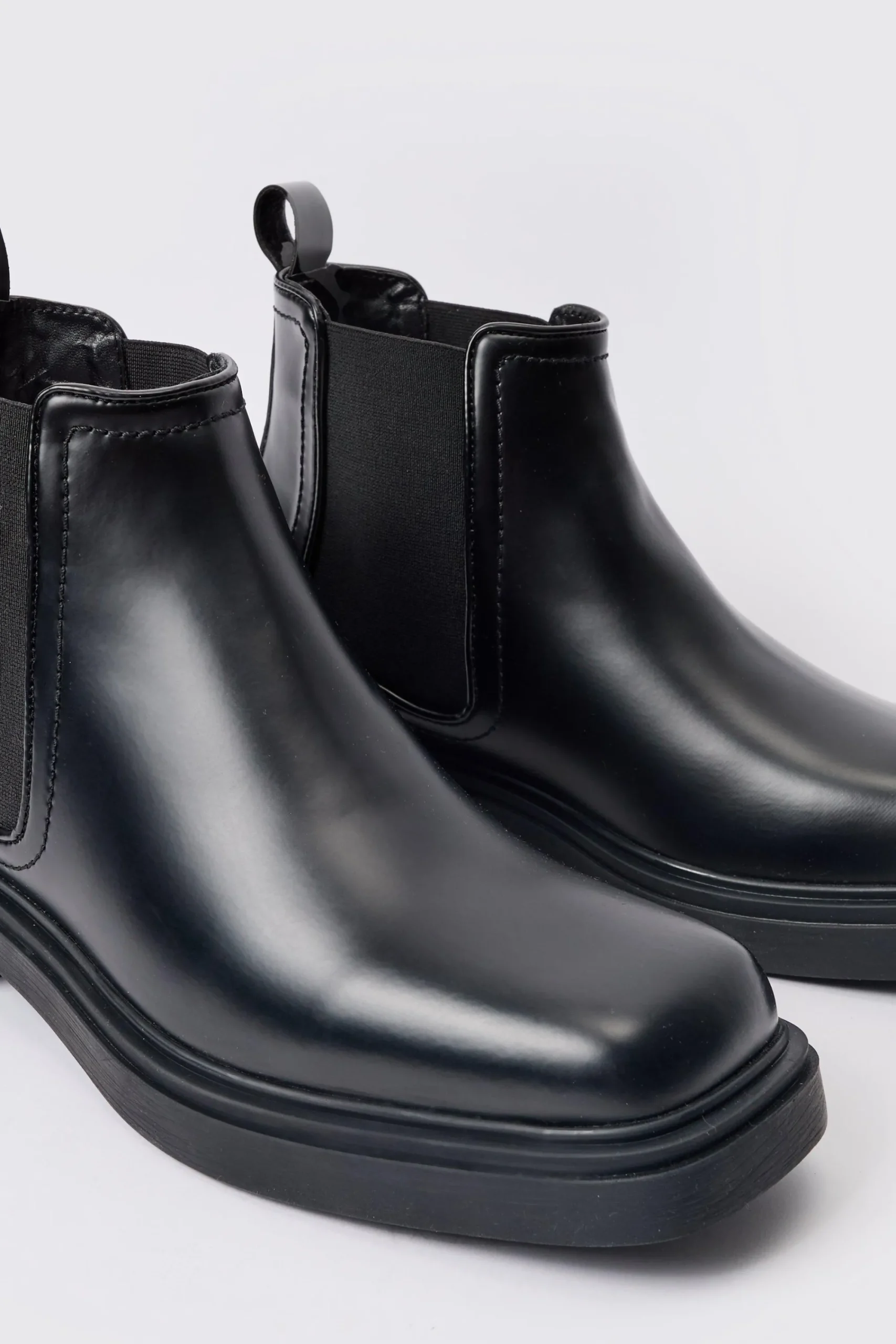 boohooMAN PU Square Toe Chelsea Boot In | UK| Boots