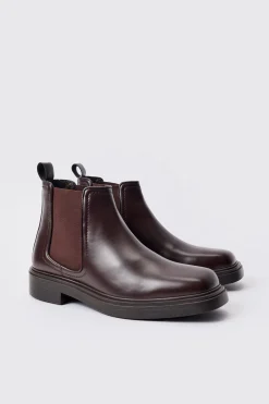 boohooMAN PU Square Toe Chelsea Boot In | UK| Boots