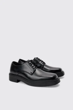 boohooMAN PU Square Toe Lace Up Loafer In | UK| Smart Shoes