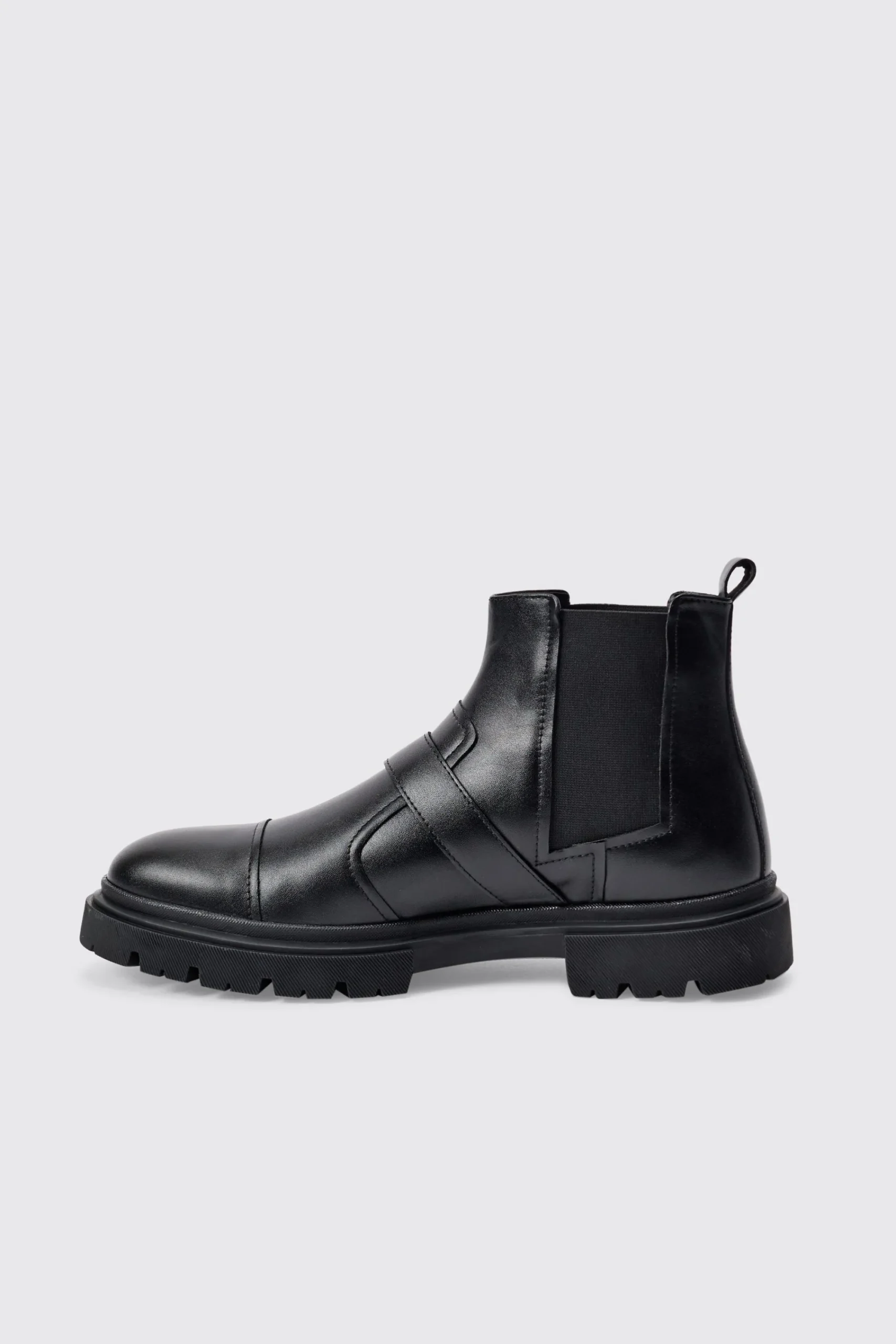 boohooMAN PU Strap Detail Chunky Boot In | UK| Boots