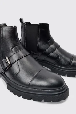 boohooMAN PU Strap Detail Chunky Boot In | UK| Boots