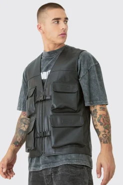 Pu Utility Vest | UK^boohooMAN New