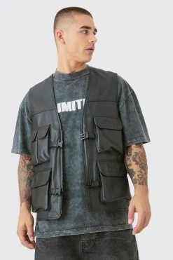Pu Utility Vest | UK^boohooMAN New