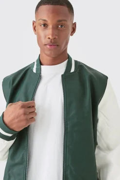 boohooMAN Pu Varsity Jacket | UK| Coats & Jackets