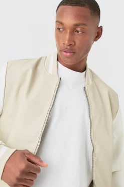 boohooMAN Pu Varsity Jacket | UK| Coats & Jackets