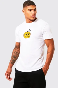 Pumpkin Print T-shirt | UK^boohooMAN Sale