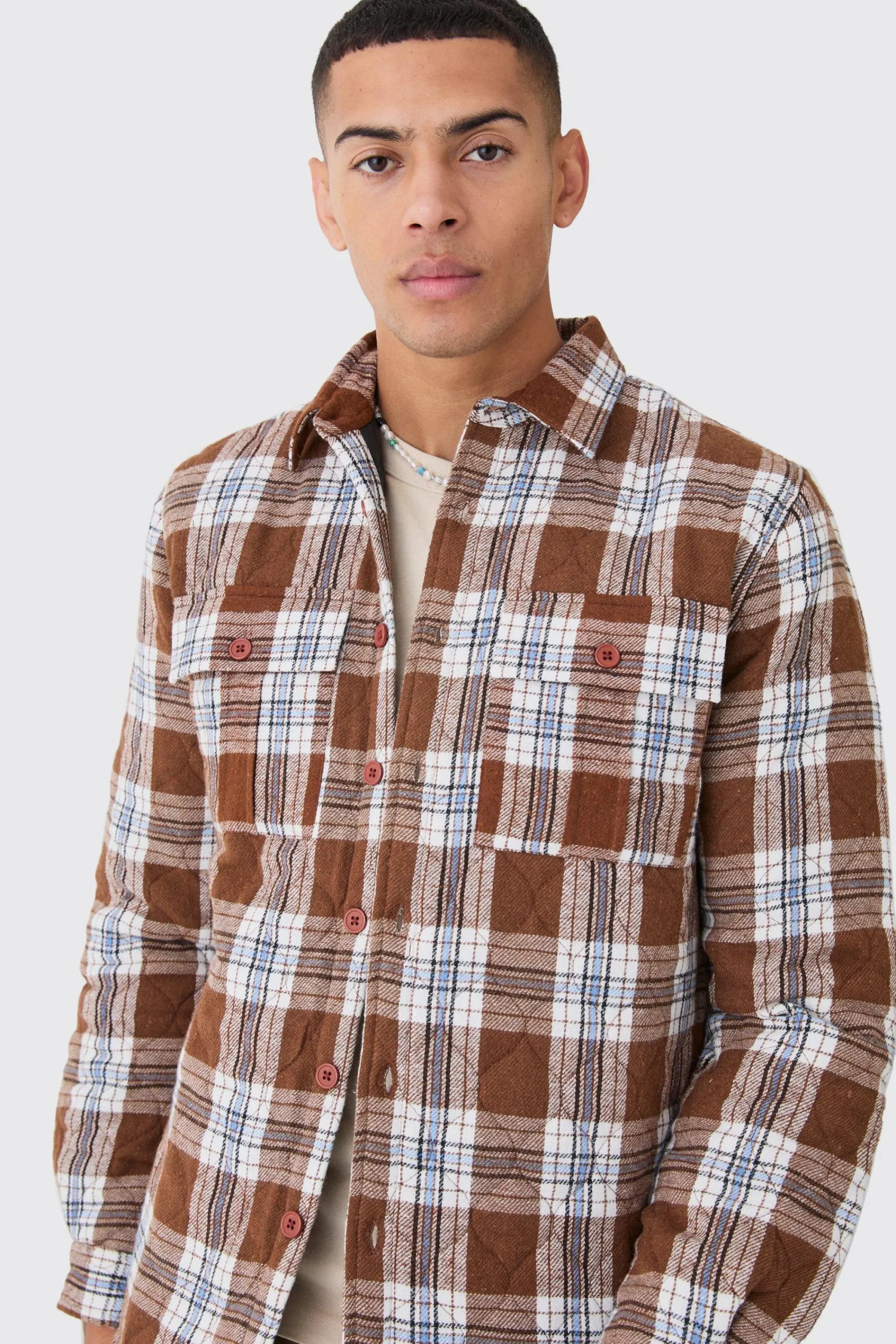 boohooMAN Quilted Checked Overshirt | UK| Shirts