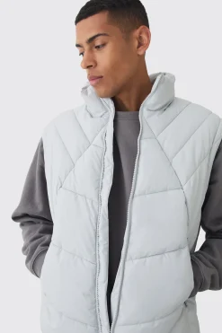boohooMAN Quilted Funnel Neck Gilet In | UK| Coats & Jackets