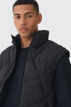 boohooMAN Quilted Funnel Neck Gilet In | UK| Coats & Jackets