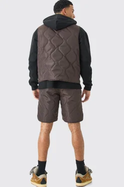 boohooMAN Quilted Liner Gilet And Short Set | UK| Sets & Co-Ords