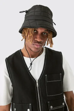 boohooMAN Quilted Nylon Bucket Hat | UK| Hats & Caps