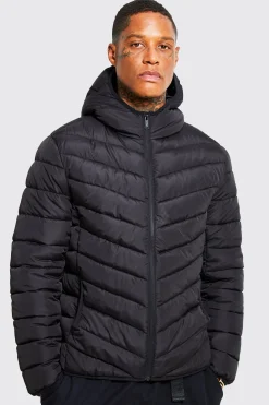 boohooMAN Quilted Zip Through Jacket With Hood | UK| Coats & Jackets