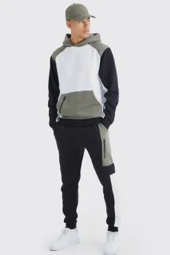 boohooMAN Raglan Colour Block Hooded Tracksuit | UK| Tracksuits