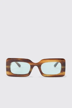 boohooMAN Rectangular Abstract Resin Rectangular Sunglasses In | UK| Sunglasses