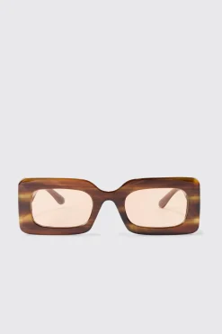 boohooMAN Rectangular Abstract Resin Rectangular Sunglasses In | UK| Sunglasses