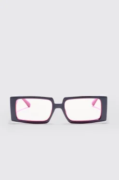 boohooMAN Rectangular Plastic Contrast Lens Sunglasses In | UK| Sunglasses