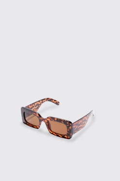 boohooMAN Rectangular Tortoise Shell Sunglasses In | UK| Sunglasses