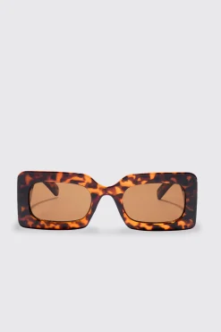 boohooMAN Rectangular Tortoise Shell Sunglasses In | UK| Sunglasses