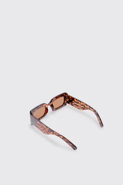 boohooMAN Rectangular Tortoise Shell Sunglasses In | UK| Sunglasses