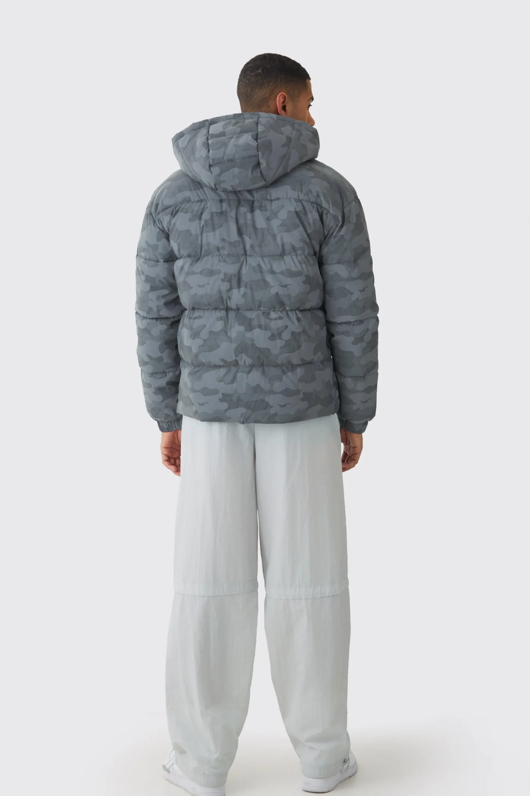 boohooMAN Reflective Camo Hooded Puffer Coat | UK| Coats & Jackets