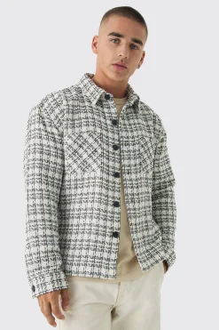 boohooMAN Regular Boucle Check Overshirt | UK| Shirts