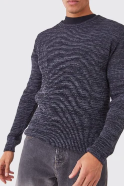 boohooMAN Regular Crew Neck Two Tone Rib Knitted Jumper | UK| Knitwear