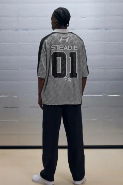 Regular Fit 01 Graphic Mesh Football Shirt | UK^boohooMAN Sale