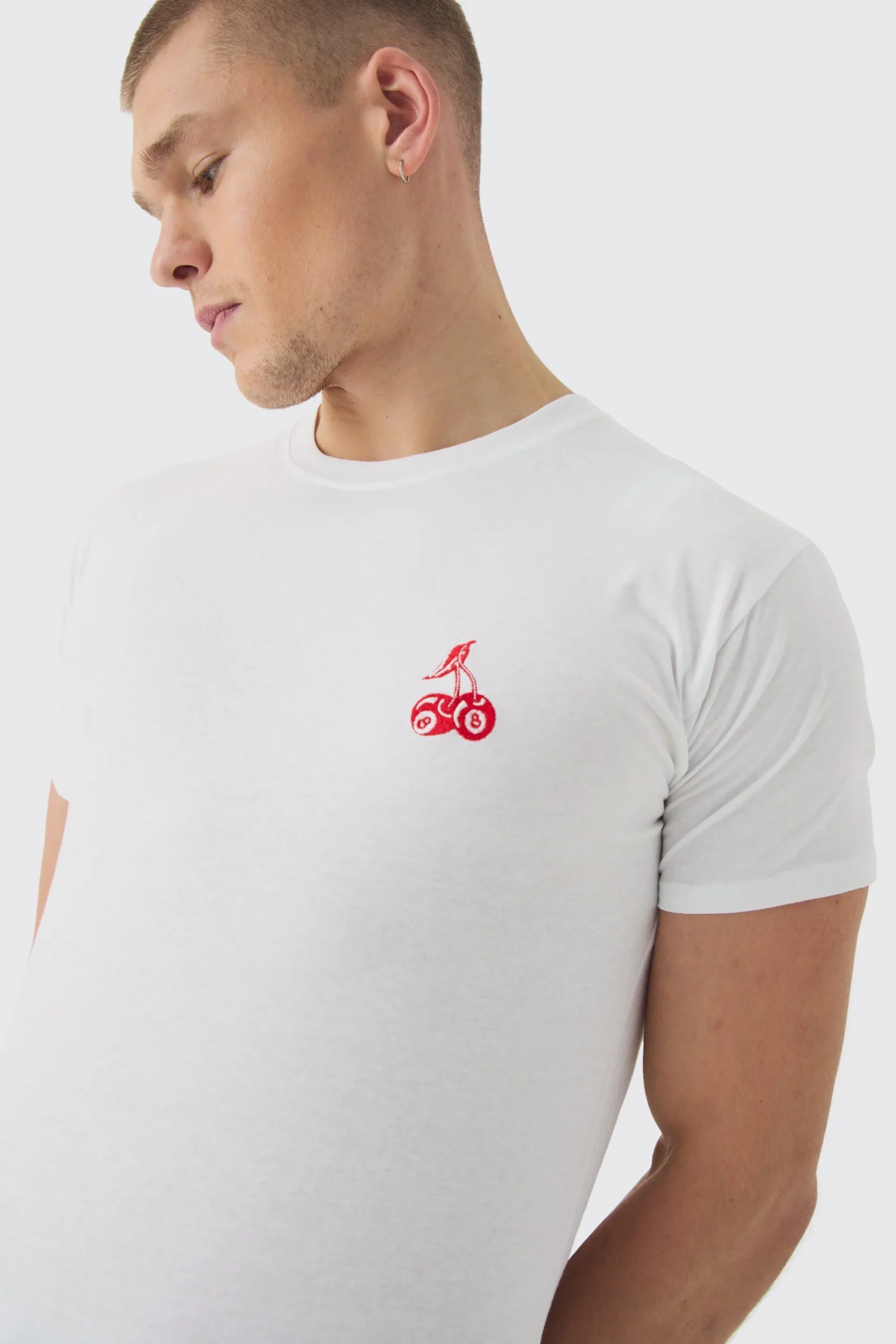Regular Fit Cherry Embroidery T-shirt | UK^boohooMAN Discount